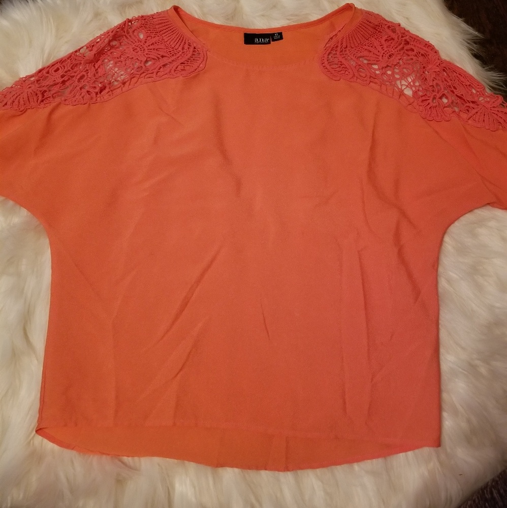 Coral lace sleeved shirt